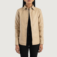 Zenith Beige Leather Shirt Jacket by Dash Racegear - women Jacket view 1