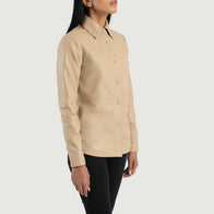 Zenith Beige Leather Shirt Jacket by Dash Racegear - women Jacket view 2