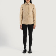 Zenith Beige Leather Shirt Jacket by Dash Racegear - women Jacket view 3