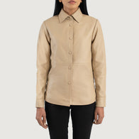 Zenith Beige Leather Shirt Jacket by Dash Racegear - women Jacket view 4