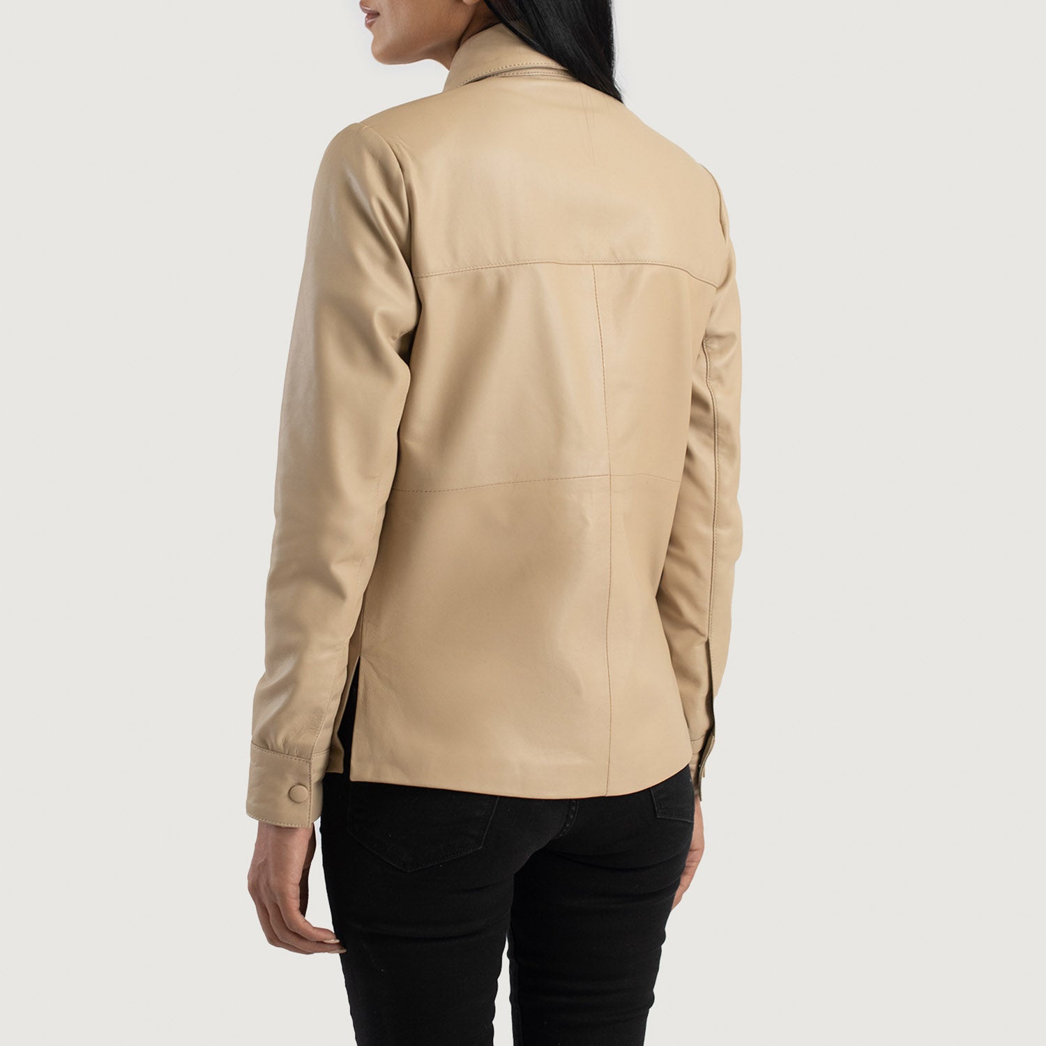 Zenith Beige Leather Shirt Jacket by Dash Racegear - women Jacket view 5