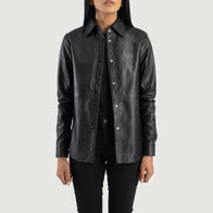 Zenith Black Leather Shirt Jacket by Dash Racegear - women Jacket view 1