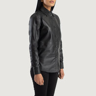 Zenith Black Leather Shirt Jacket by Dash Racegear - women Jacket view 2