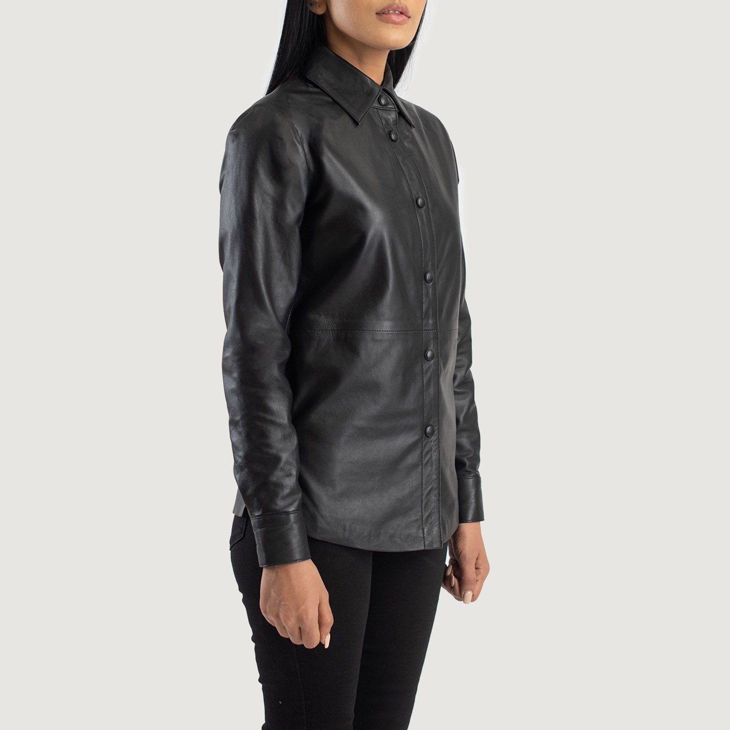 Zenith Black Leather Shirt Jacket by Dash Racegear - women Jacket view 2