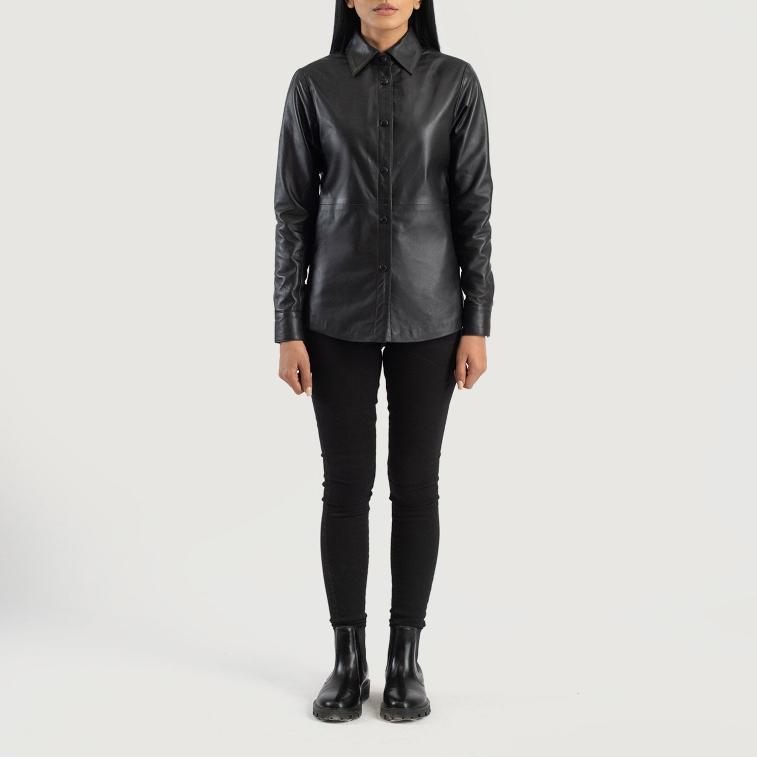 Zenith Black Leather Shirt Jacket by Dash Racegear - women Jacket view 3
