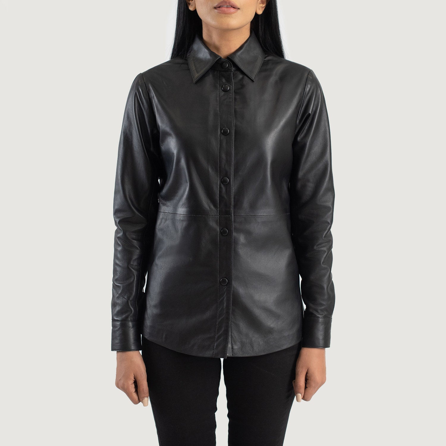 Zenith Black Leather Shirt Jacket by Dash Racegear - women Jacket view 4