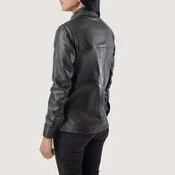 Zenith Black Leather Shirt Jacket by Dash Racegear - women Jacket view 5