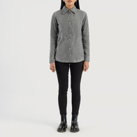 Zenith Grey Suede Leather Shirt Jacket by Dash Racegear - women Jacket view 3
