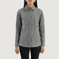 Zenith Grey Suede Leather Shirt Jacket by Dash Racegear - women Jacket view 4