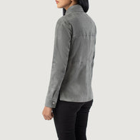 Zenith Grey Suede Leather Shirt Jacket by Dash Racegear - women Jacket view 5