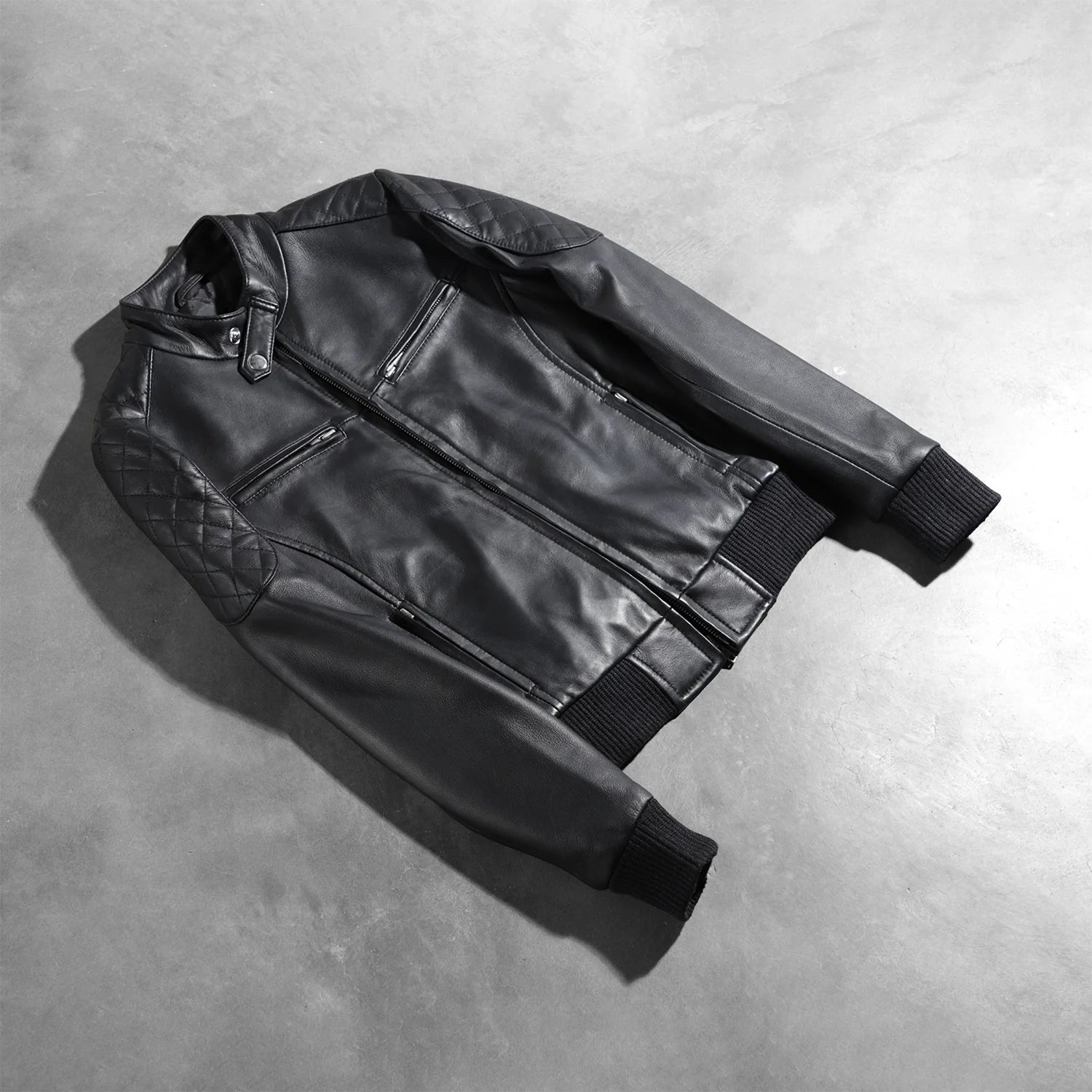 Zenna Black Leather Bomber Jacket by Dash Racegear - women Jacket view 7