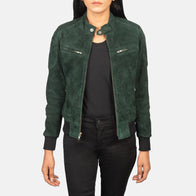 Zenna Green Suede Bomber Jacket by Dash Racegear - women Jacket view 1