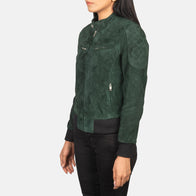 Zenna Green Suede Bomber Jacket by Dash Racegear - women Jacket view 2