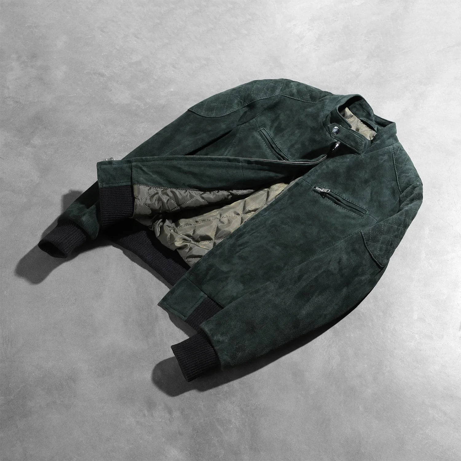 Zenna Green Suede Bomber Jacket by Dash Racegear - women Jacket view 8
