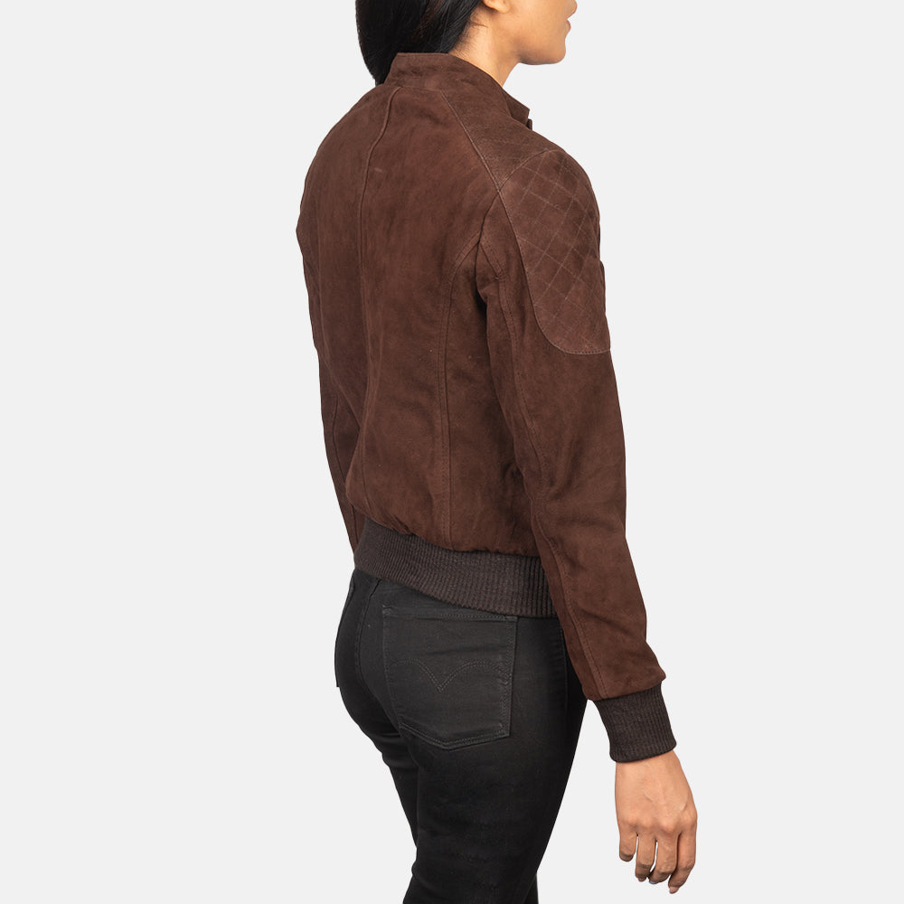 Zenna Mocha Suede Bomber Jacket by Dash Racegear - women Jacket view 5