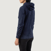 Zest Blue Hooded Suede Pullover Jacket by Dash Racegear - women Jacket view 5
