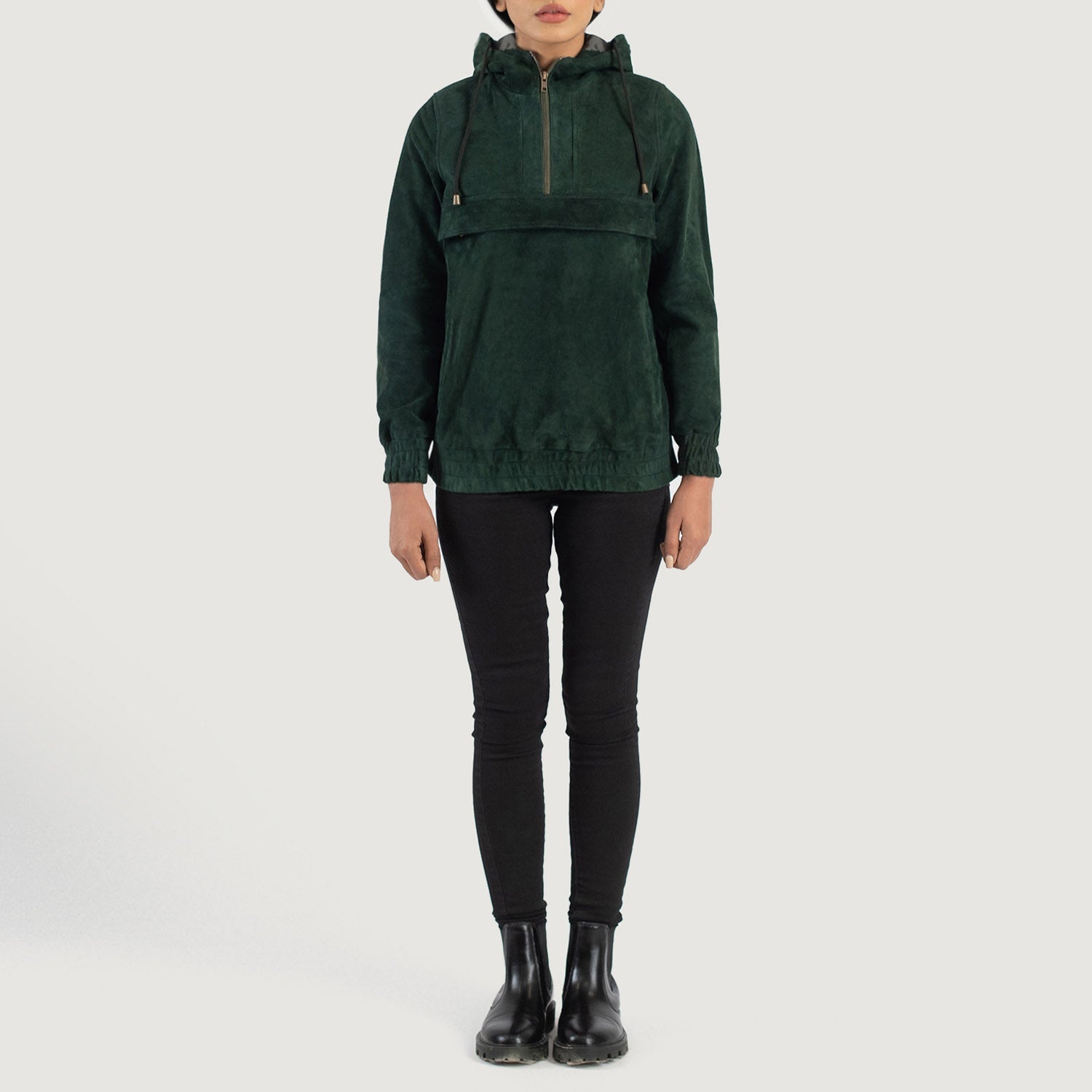 Zest Green Hooded Suede Pullover Jacket by Dash Racegear - women Jacket view 3