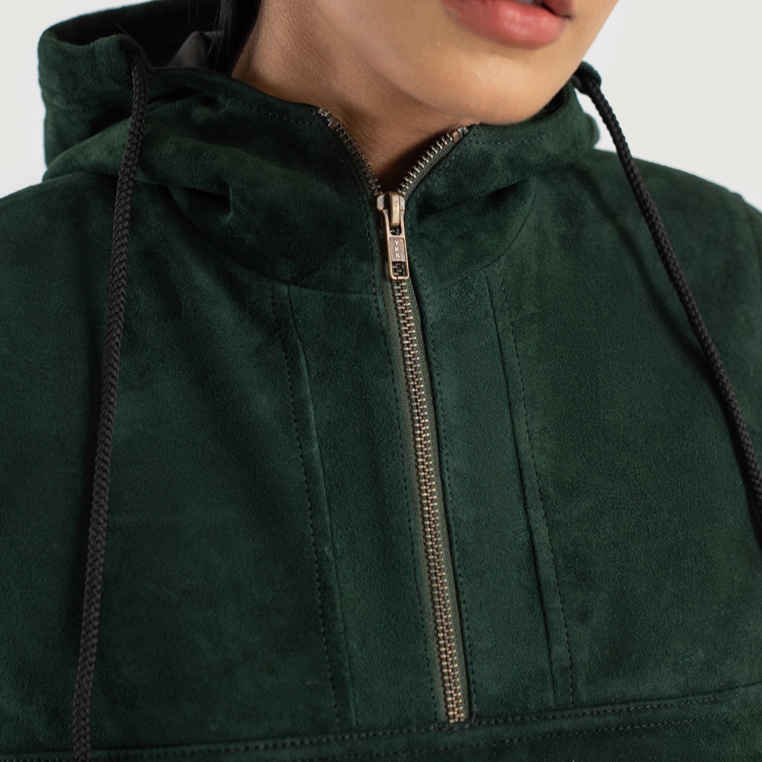 Zest Green Hooded Suede Pullover Jacket by Dash Racegear - women Jacket view 4