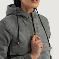 Zest Grey Hooded Suede Pullover Jacket by Dash Racegear - women Jacket view 4