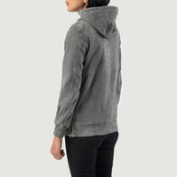 Zest Grey Hooded Suede Pullover Jacket by Dash Racegear - women Jacket view 5