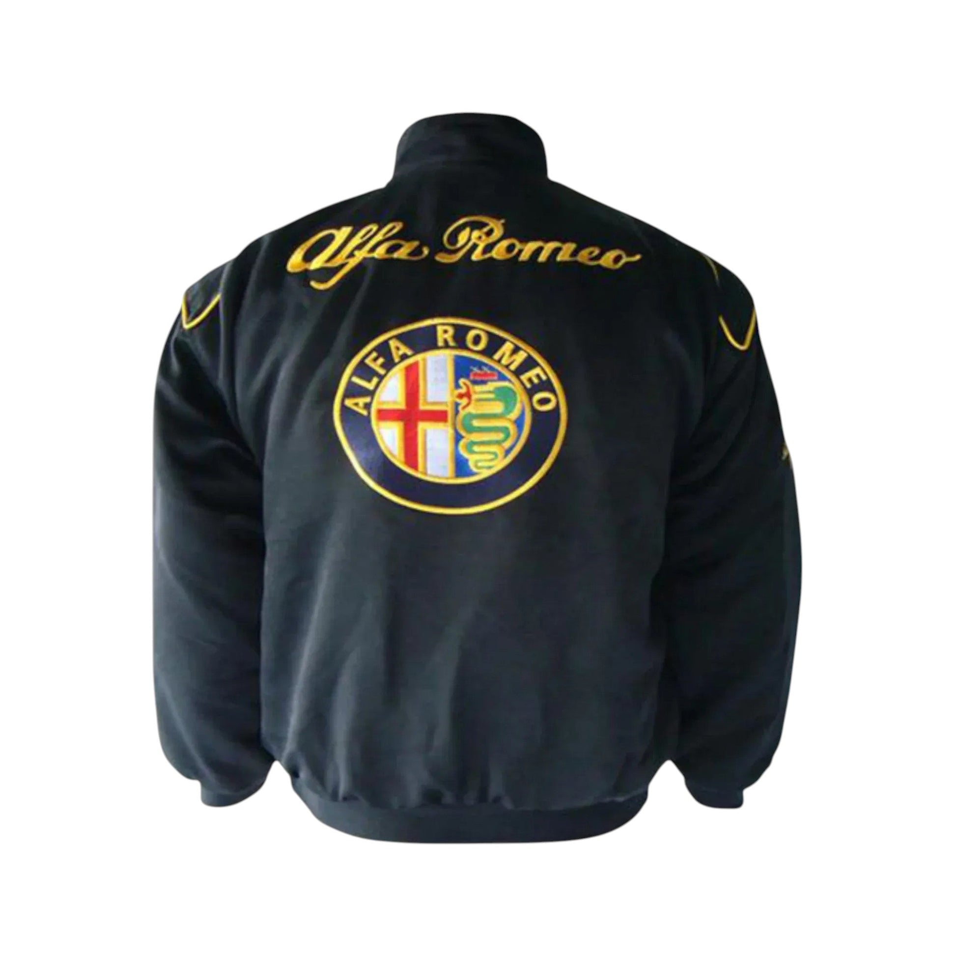 Alfa Romeo Black Vintage Racing Jacket – Classic Motorsport Style | DASH RACEGEAR