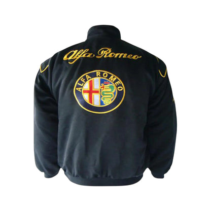 Alfa Romeo Black Vintage Racing Jacket – Classic Motorsport Style | DASH RACEGEAR