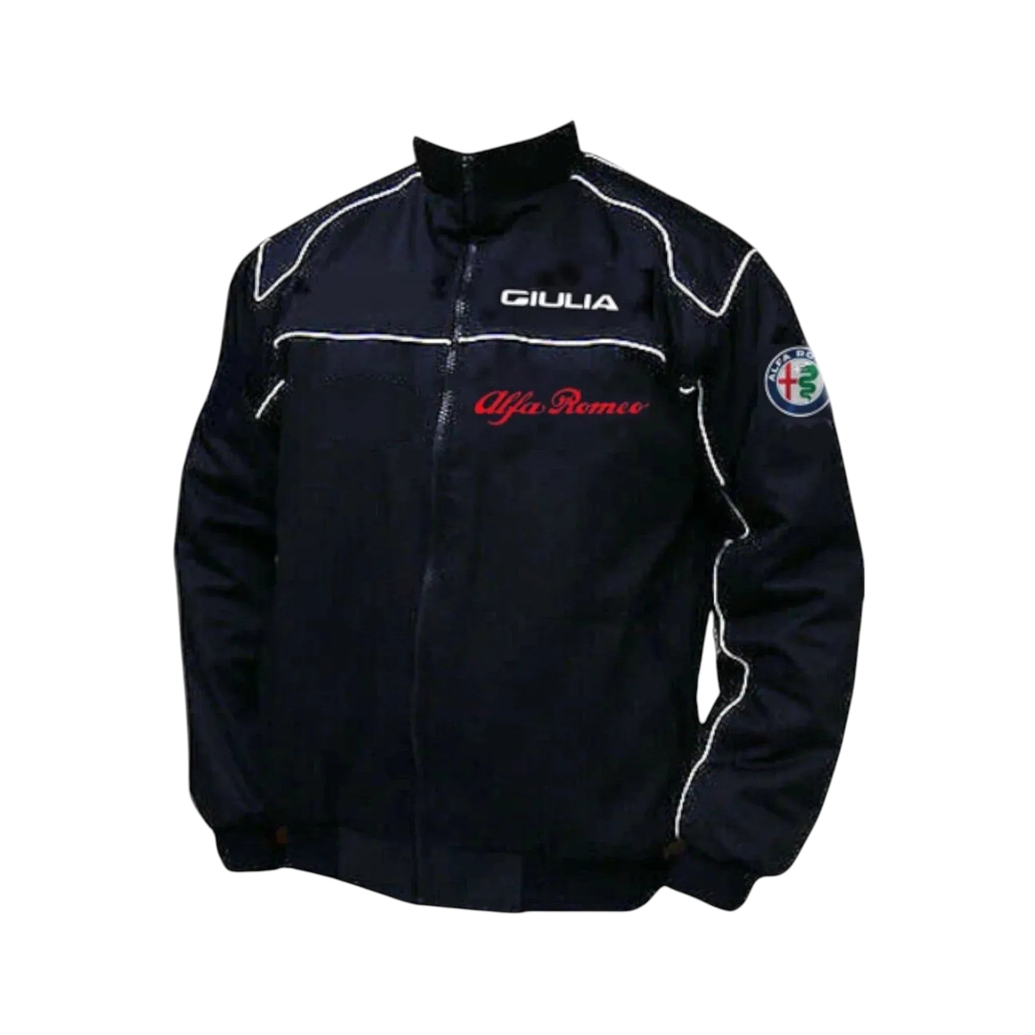 Alfa Romeo Giulia Black Vintage Racing Jacket – Italian Icon | DASH RACEGEAR