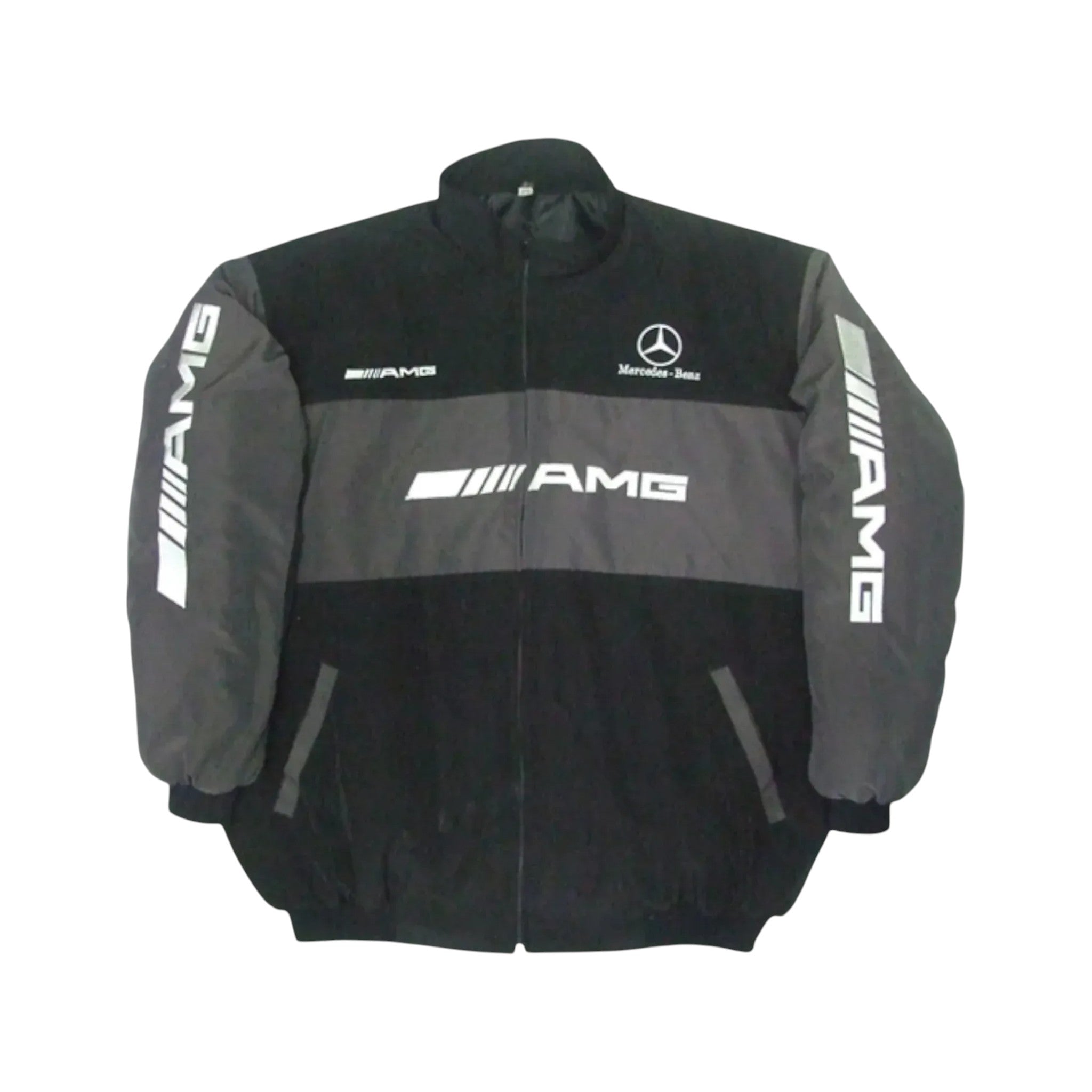Mercedes AMG F1 Vintage Racing Jacket Black & Dark Grey Edition | DASH RACEGEAR