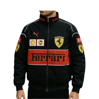 Ferrari F1 Vintage Scuderia Racing Jacket Black | DASH RACEGEAR