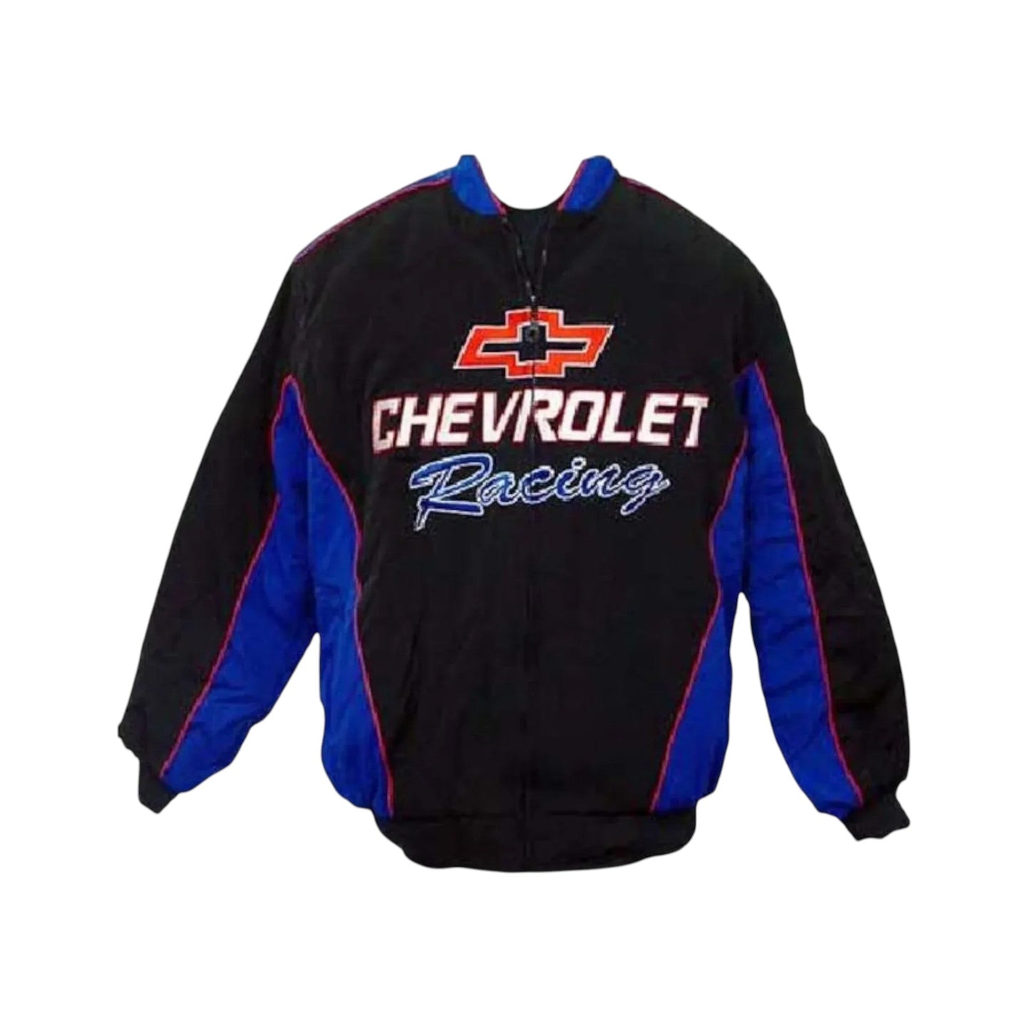 Chevrolet Black Blue Vintage Racing Coat Jacket | DASH RACEGEAR