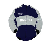 Mazda MX-5 Miata Light Gray Dark Blue Vintage Racing Jacket | DASH RACEGEAR
