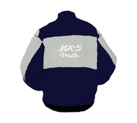 Mazda MX-5 Miata Light Gray Dark Blue Vintage Racing Jacket | DASH RACEGEAR