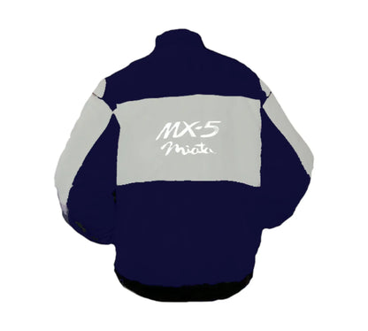 Mazda MX-5 Miata Light Gray Dark Blue Vintage Racing Jacket | DASH RACEGEAR