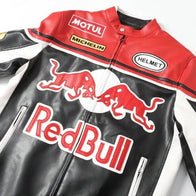Red Bull Racing Vintage Leather Jacket – Classic Motorsport Edition | DASH RACEGEAR