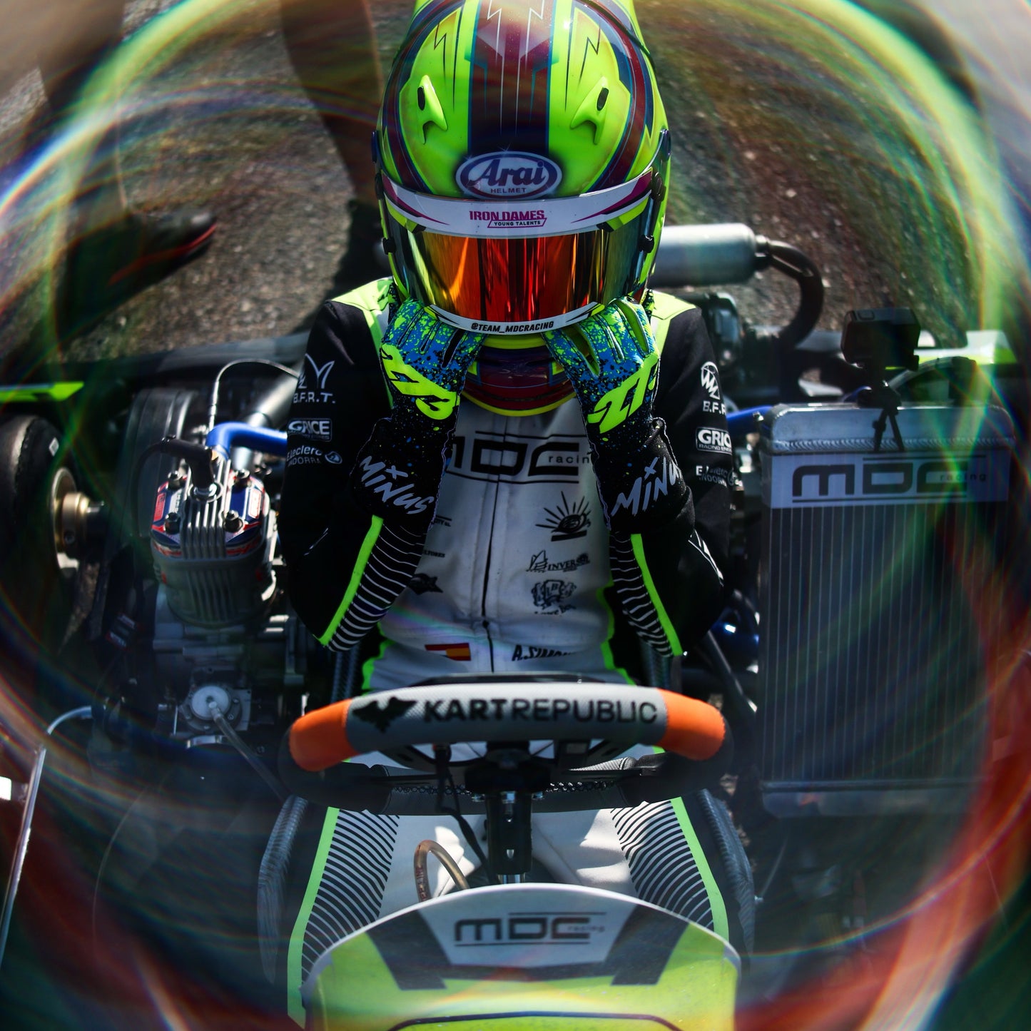 DRIP EVO - Black/Fluo-Yellow/ Cyan - Glove | DASH RACEGEAR