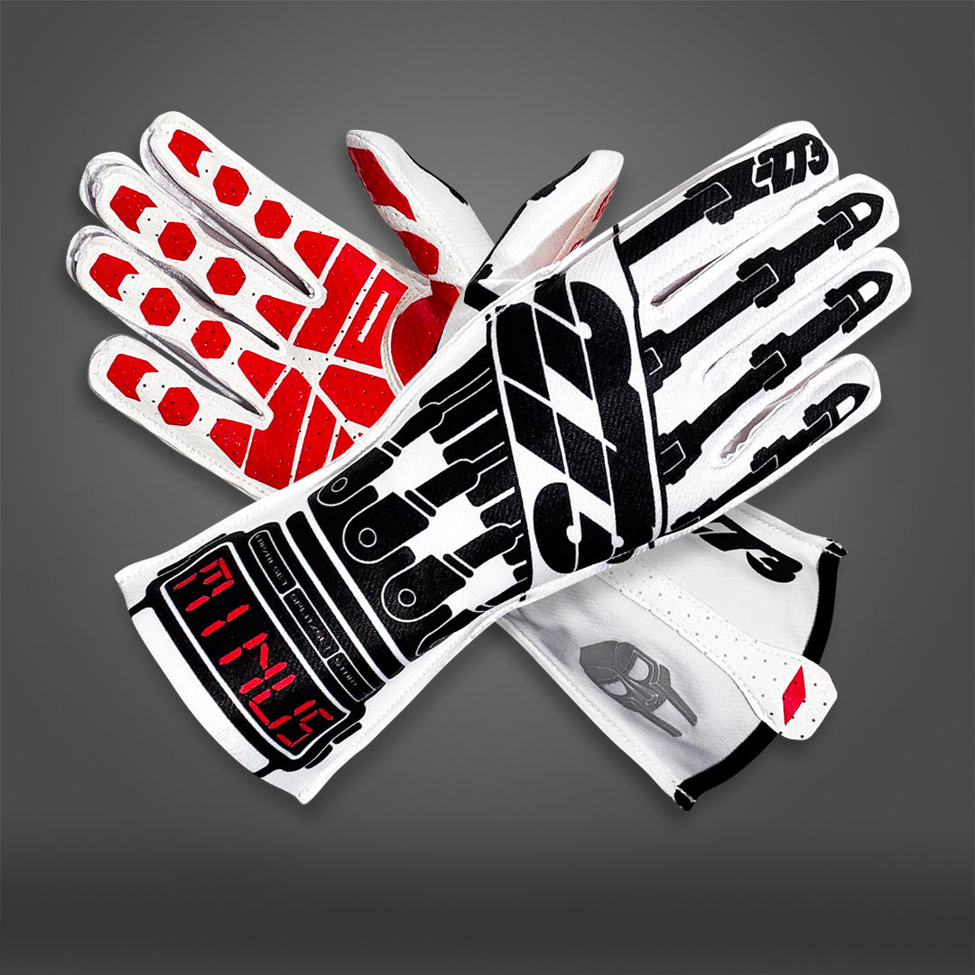 SUPERVILLAIN White/Black/Red - Glove | DASH RACEGEAR