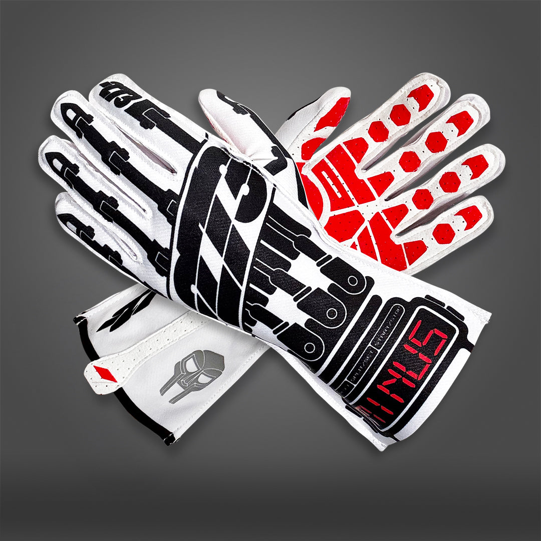 SUPERVILLAIN White/Black/Red - Glove | DASH RACEGEAR