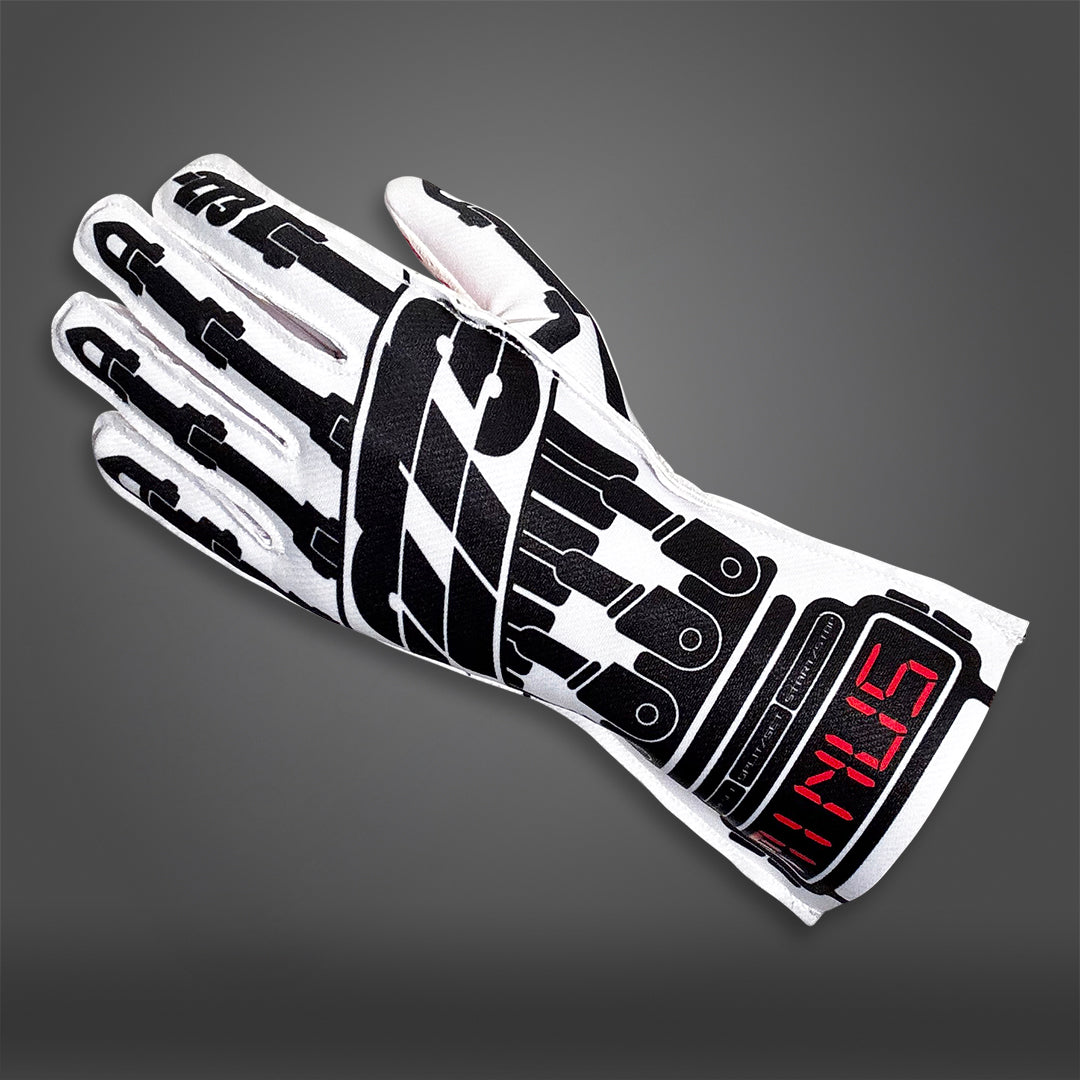 SUPERVILLAIN White/Black/Red - Glove | DASH RACEGEAR