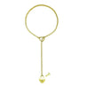 Adjustable Heart O - Ring Punk Rock Cuban Chain Necklace – Lariat Y - Style Necklace with Key & Heart Lock Pendant - Gold - 42275239723077