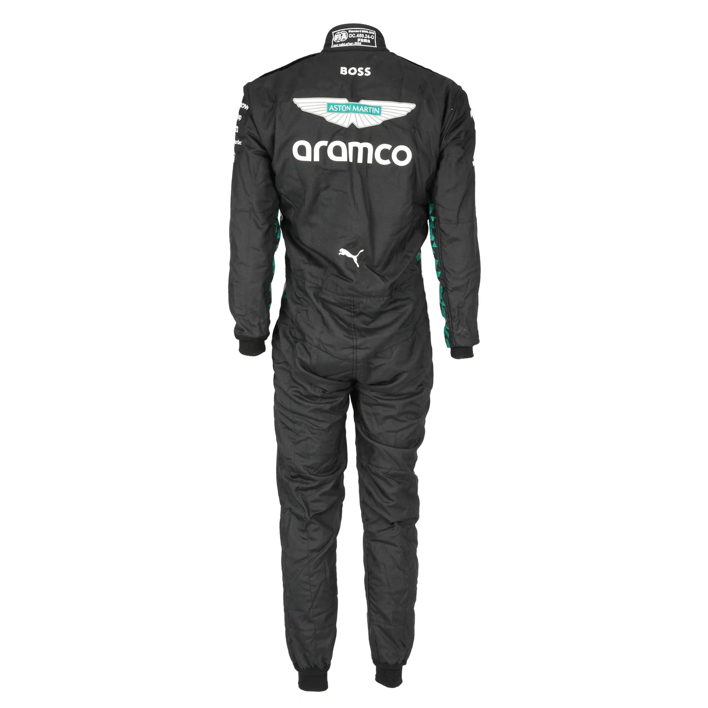 Aston Martin, Puma and sleeve sponsor details on Felipe Drugovich’s 2025 F1 race suit – Dash Racegear.