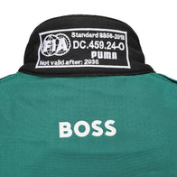  FIA and Puma collar label on Fernando Alonso’s 2026 Aston Martin F1 race suit – Dash Racegear.
