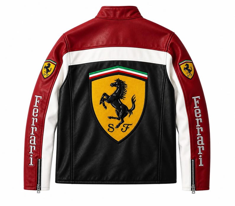 Vintage Ferrari F1 racing leather jacket