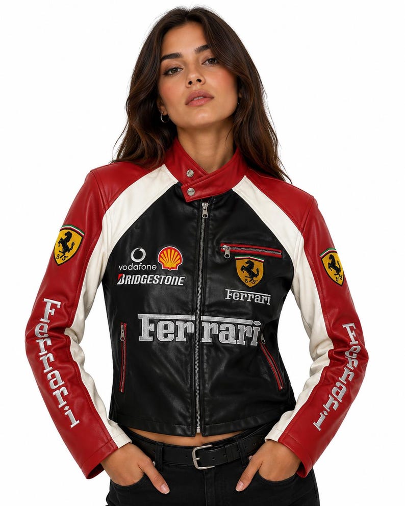 Vintage Ferrari F1 racing leather jacket