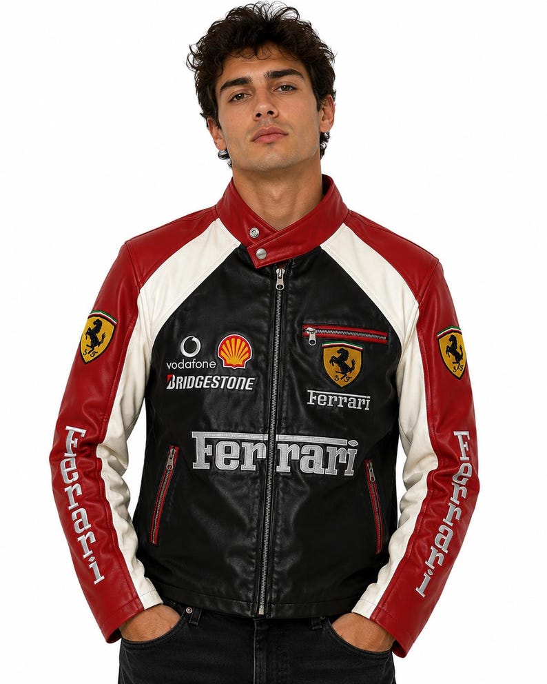 Vintage Ferrari F1 racing leather jacket
