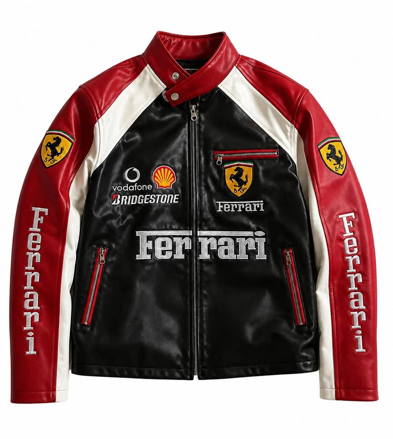 Vintage Ferrari F1 racing leather jacket