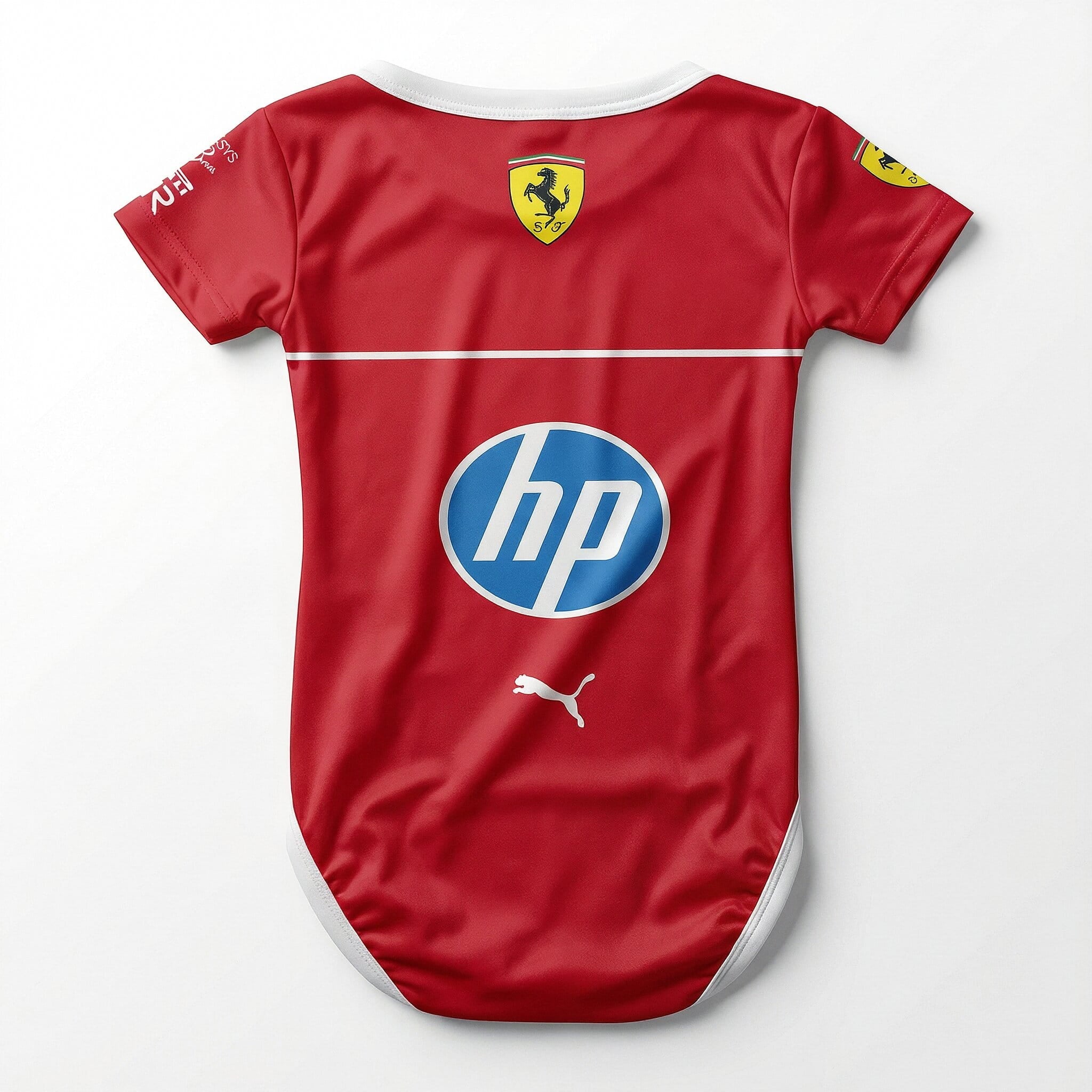 Ferrari Inspired Baby Bodysuit Onesie 2025 back view baby onesie by Dash Racegear