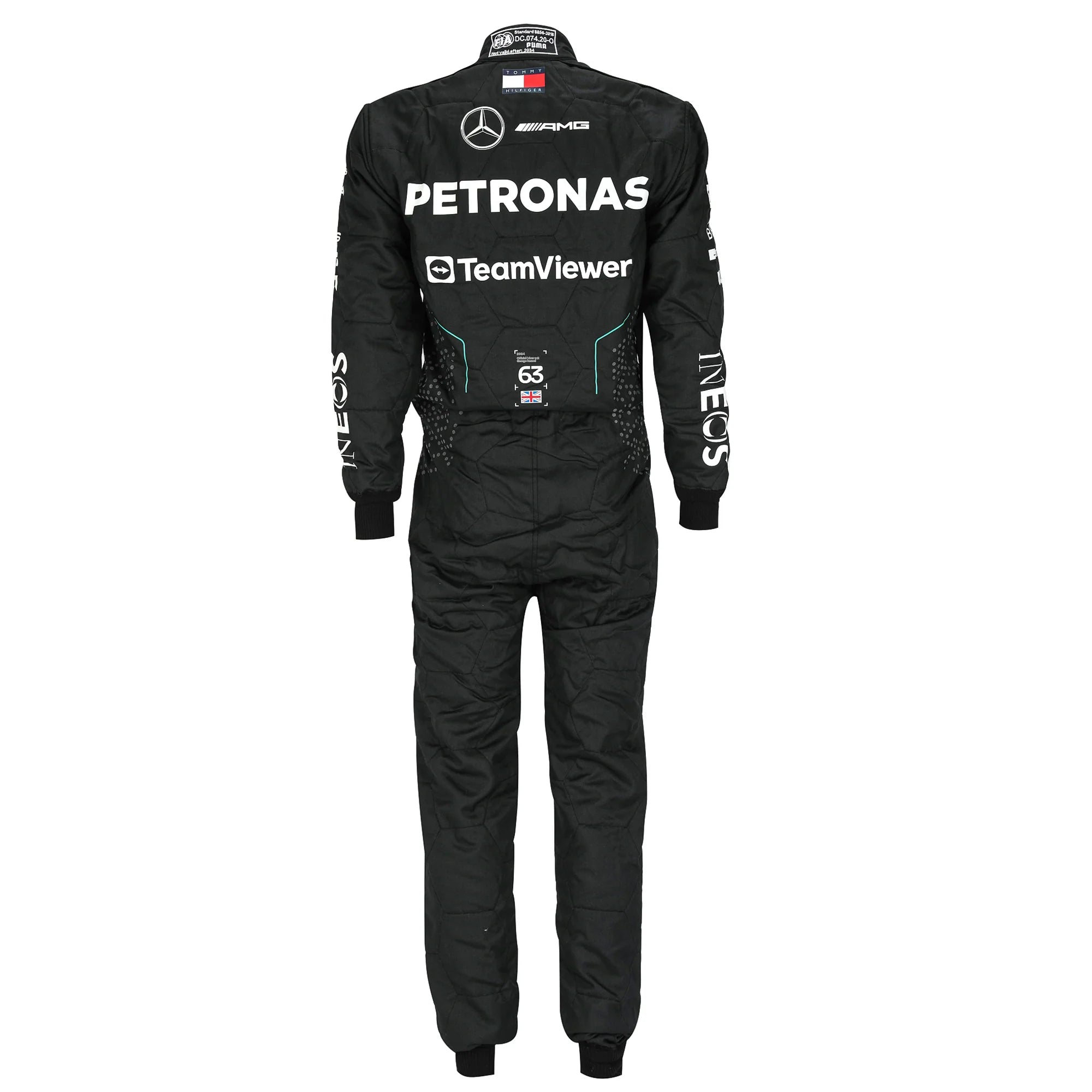 George Russell 2024 Mercedes F1-inspired race suit front view by Dash Racegear