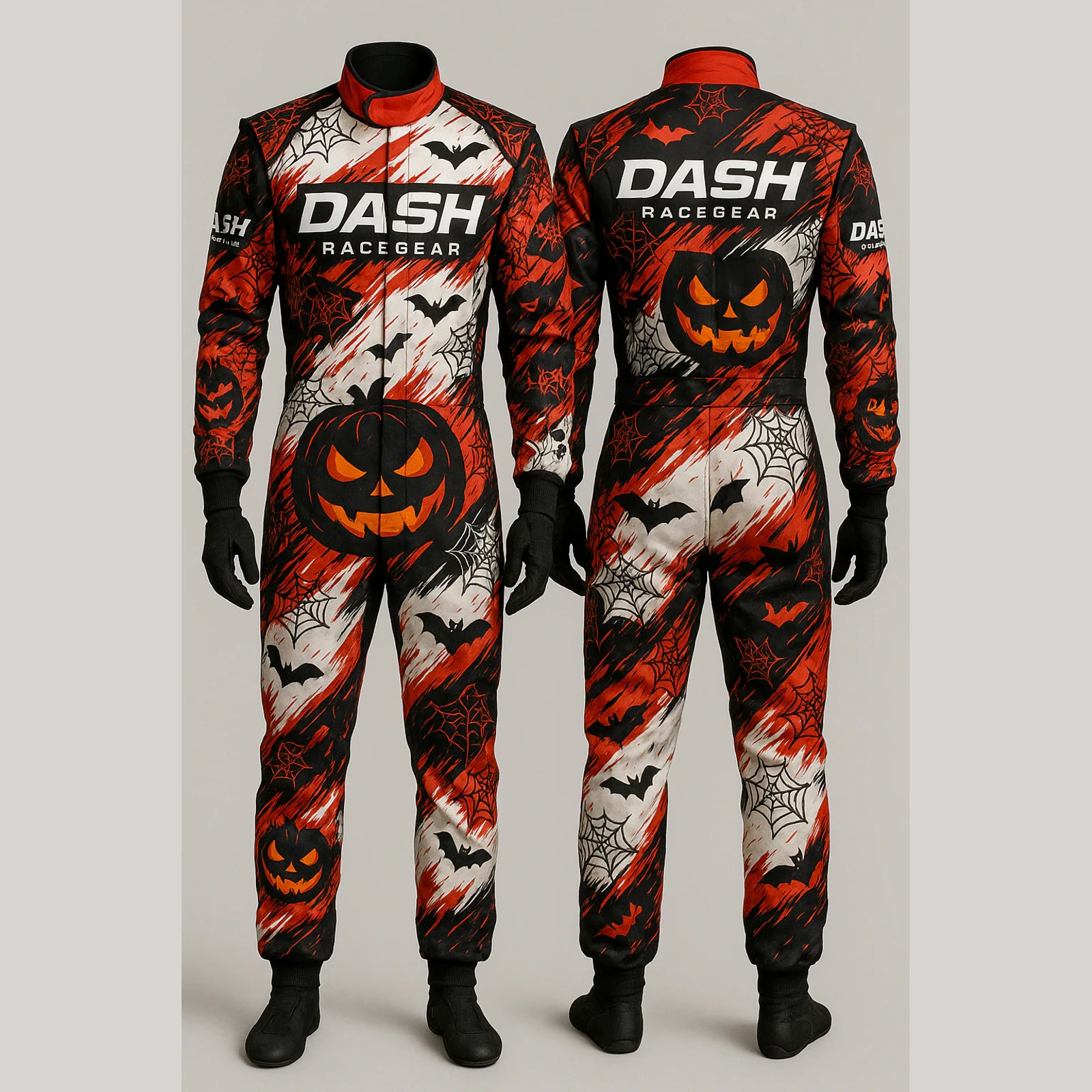 Haunted Pumpkin Web Halloween Race Suit by Dash Racegear, product gallery view 1 of 2