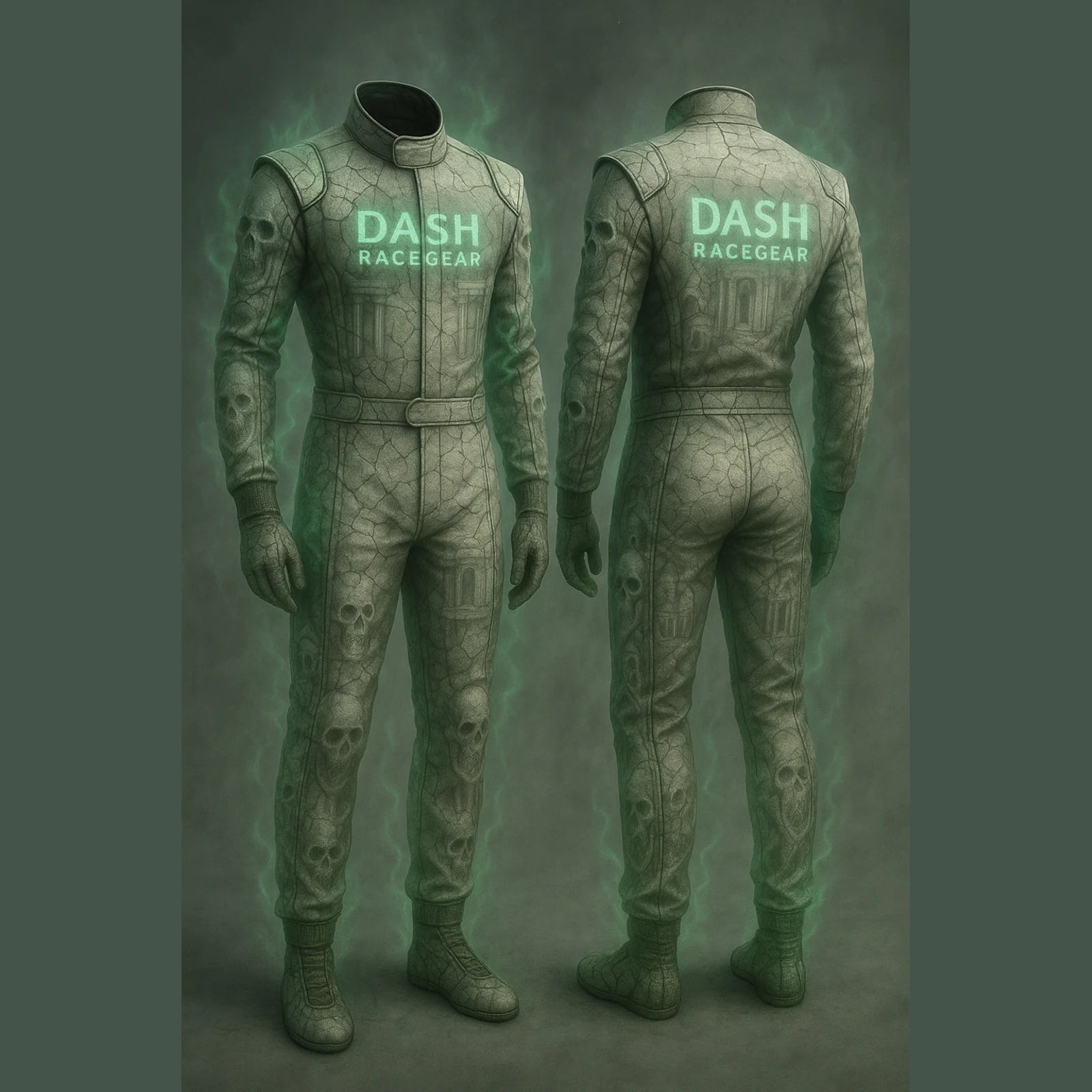 Haunted Stone Ghost Halloween Race Suit by Dash Racegear, product gallery view 1 of 2