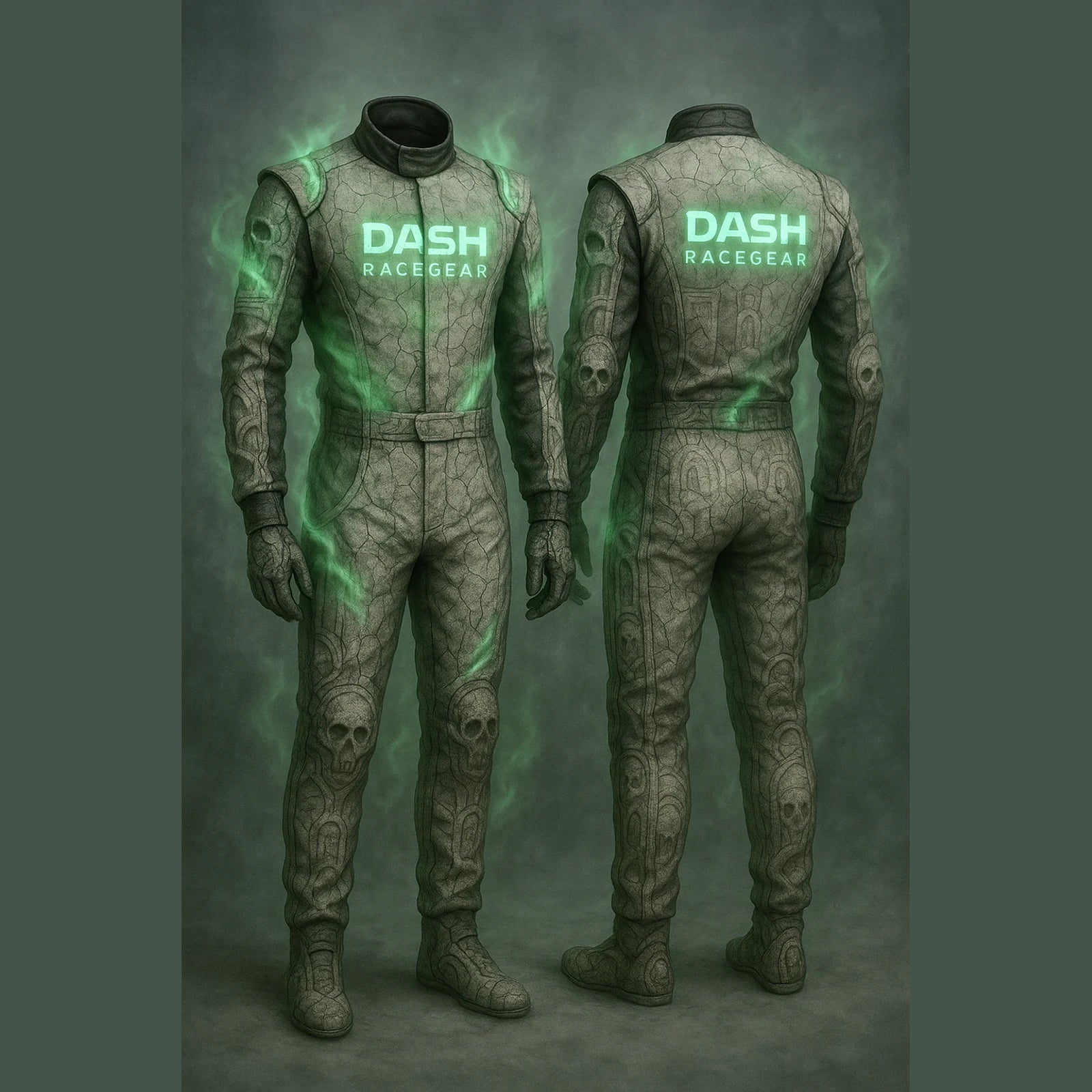 Haunted Stone Ghost Halloween Race Suit by Dash Racegear, product gallery view 2 of 2